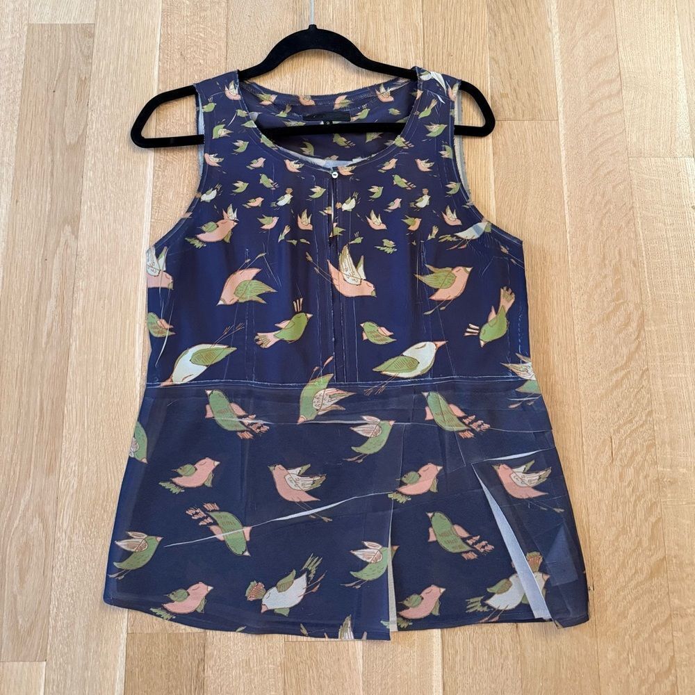 Bird Print Sleeveless Top